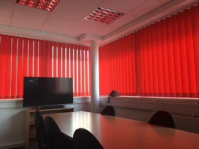 Red 89mm vertical blinds
