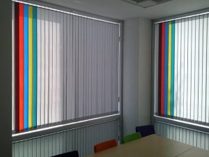 Multi coloured office vertical blinds