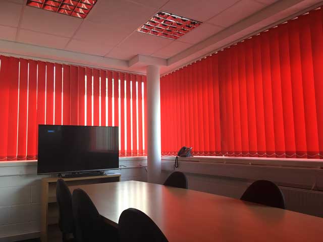 Red vertical office blinds